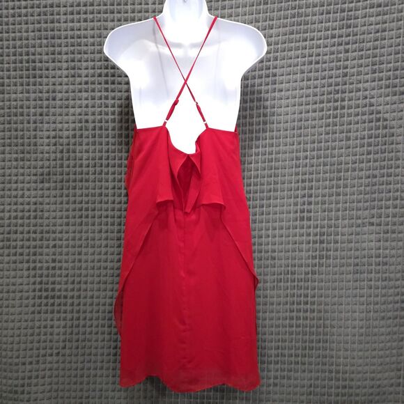 Y2K BCBG Red Ruffle Dress Sm 90s Sun Romantic Coquette Cowpunk Fairy Flowy Boho - Picture 11 of 16